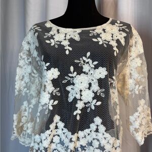 Chelsea28 Cream Floral Lace Blouse